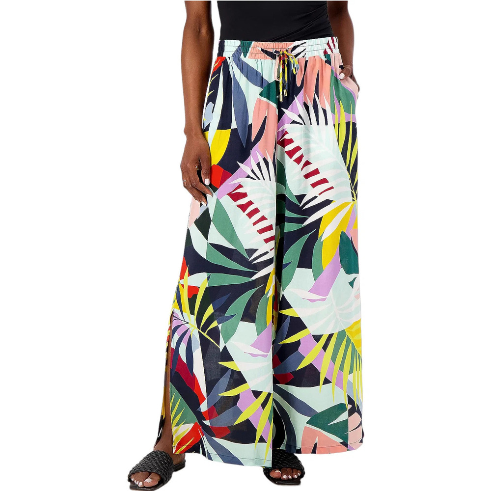 Jantzen Wide Leg Printed Pull-On Woven Cover-Up Pants Tropical Utopia - Regular
